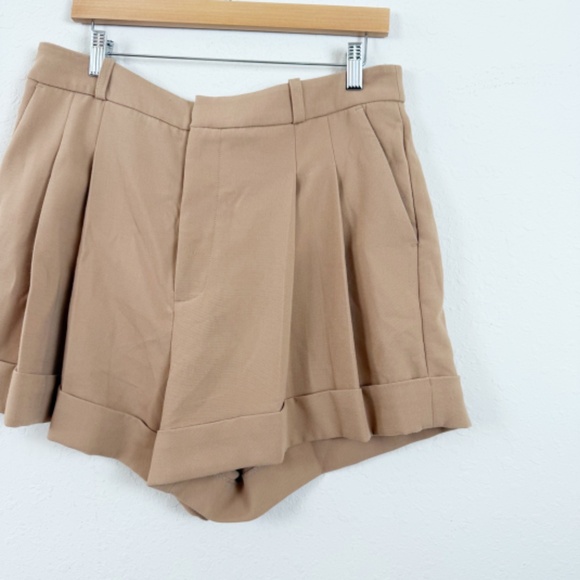 Maeve Anthropologie Pleated High Rise Brown Trousers Shorts Size 14 - Picture 2 of 5